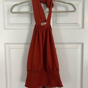 Free People Rust Halter Tank Top
